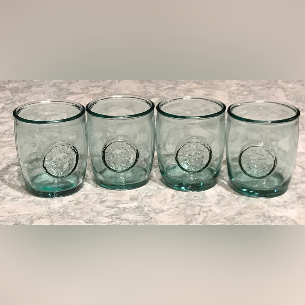 Set Of 4 San Miguel Authentic 100% Recycled Green Glass 4” Glasses